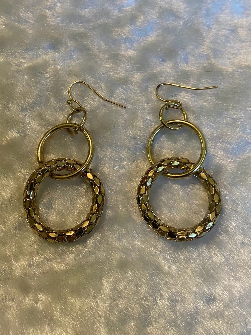 🍀Gold Double Hoop Drop Earrings